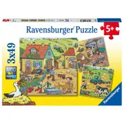 3x49pc Ravensburger On The Farm Kids/Childrens Animal Jigsaw Puzzle Set 5y+