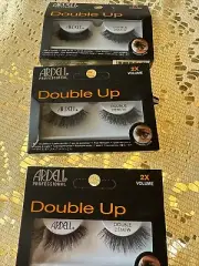 Lot 3 Double Up Eyelashes Layered Double Demi W Wispies Black False NEW