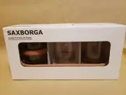 IKEA SAXBORGA jar with lid and tray, set of 5 glass cork
