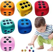 Big Soft Foam Dice – 6 Pack Number Cubes, Rounded Edge Blocks | Lightweight Educational Toy Set, Classroom School Game for Age 3 Girls Boys Travel Camping Home Teaching Board Family Fun Use Lightweigh