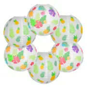 6 Pcs Luau Paper Lanterns Outdoor Hanging Decor Pineapple Pool Party Banquet