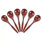 Wooden Spoons for Eating, 6 Pieces Natural Wood Eating Spoon, 7 Inch Eco-Friendly Handmade Teaspoon Wood brown