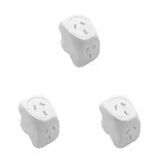 3PK Moki Angled Double Power Home/Office Travel Adaptor Dual Socket Plug White
