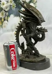 Winged Dragon Fantasy Mythology Gargoyle Unique Bronze Statue Sculpture Figure