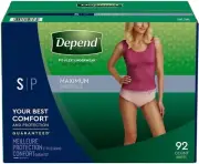 Depend FIT-FLEX Max Absorbency, Incontinence Underwear for Women,S, Tan, 92