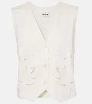[Rixo] Rixo Norah embroidered cotton and linen vest AU 18 white