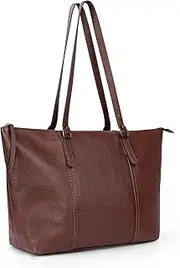 [befen] Genuine Leather Tote Bag for Women Large Work Laptop Tote Purse with Adjustable Strap Top-Handle Handbags with Zipper