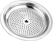 Dumpling Plate Stainless Steel Dinner Plate Draining Plate Round Dessert Plate Serving Trays Pasta Dish Sauce Plate for Pizza Steak Pasta Salad (Color : Silver, Size : 25X25X4.2CM)