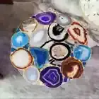 Mix Agate Geode Coffee Table, Side Agate Sofa Table, Living Room Furniture Decor