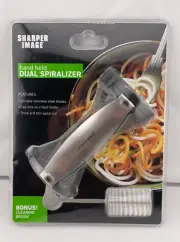 Sharper Image Handheld Dual Spiralizer Durable Stainless Steel with Mini Brush
