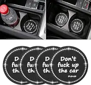 4 Pack Bling Car Coasters, 2.75 Inch Bling Crystal Rhinestone Diamond Soft Rubber Pad Set Round Auto Cup Holder Insert Drink Coaster Car Interior Accessories (Black-White)