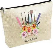 CREATCABIN Make Up Bag Canvas Small Cosmetic Bag Toiletry Bag Travel Organiser Portable Make Up Accessories Washable Storage Small Things Printed with Zip for Manicure 25 x 18 cm