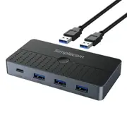 Simplecom KM320 2-Way SuperSpeed USB Switch 4-Port Hub with USB-C USB 3.0 5Gbps KM320