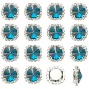 16Pcs Rhinestone Buttons, Flatback Sew on Rhinestones, Blue