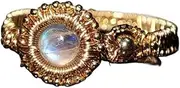 [Yihuaqun] star moon Design Metal Winding Advanced Sense 5mm Blue Moonstone Ring Copper Clad Gold Color Retention