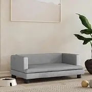 Light Grey Velvet Dog Bed - 80x45x30 cm | Comfortable Foam Padding & Sturdy Pine Wood Frame | Stylish Pet Sofa | Perfect for Small Dogs with 50kg Capacity