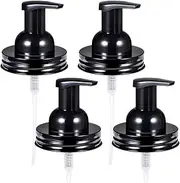 Amolliar Mason Jar Foaming Soap Dispenser Pump Lid, Refillable Plastic Pump, Rustproof Stainless Steel Lid for Regular Mouth Jar, Cute Farmhouse Decor, Hand Soap for Bathroom, Kitchen, Black 4 Pack