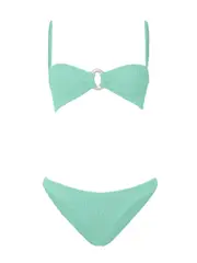 [Hunza G] Hunza G-Bikini Misty Con Cerchio Perlato, Menta Metallizzata-Donna OS