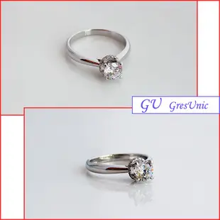 【GU鑽石】A96 擬真鑽求婚戒指生日禮物仿鑽鋯石戒指銀戒指客製化 GresUnic Apromiz 50分雙圈鑽戒