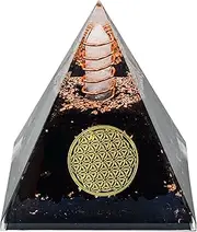 MrMrKura Orgone Pyramid, Black Tourmaline Organite Orgone Pyramids for Success Money Wealth Energy Healing Crystal for Meditation Yoga Home Decor (Black Tourmaline Orgone Pyramid)