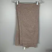 Maurices Large Square Blanket Scarf Fringe Trim Mauve Sequins NWT
