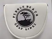 FLTRADE Pebble Beach Patterned Design Golf Links MALLET Putter Head Cover Magnetic Closure For Scotty Cameron Odyssey Callaway Taylormade Titleist Ping Mizuno Cobra,White