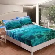 Ocean Themed Bed Sheet Set Sea Printed Bedding Set for Kids Boys Girls