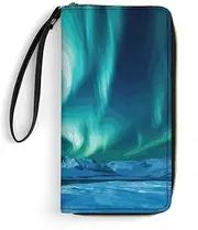[BFGWK] Large Wallet Novelty Northern Lights Printing Long Wallet With Zipper Leather Wallet Suitable For Both Men And Women, style, 19.7x10.5cm, Style, 19.7x10.5cm, 现代