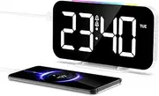 OQIMAX Digital Alarm Clock Large LED Display Alarm Clocks Bedside 10 Colors Night Light Desktop Clock with 5 Adjustable Brightness Dual Alarms Snooze 12/24H Adjustable Volume USB Output Port for Home