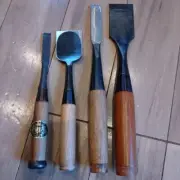 Japanese Nomi Chisel Vintage Old Retro Oire Tools Set of 4 Unused Engraved