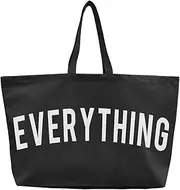 [AIMALL] 1PCS Large Canvas Reusable Shopping Tote Bags, 28.34 x 17.32 inches, Eco-Friendly Weekend Travel Bags with Everything Print, Jumbo Grocery Bags, Black