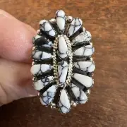 Navajo Cluster Ring White Buffalo Turquoise Size 6 Native American Womens Zuni G