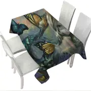 Mermaid and Butterflies Fantasy Painting Sea Monarch Tablecloth