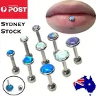 Opal Labret Lip Stud Bar Titanium Surgical Steel Ear Piercing Barbell Earring AU