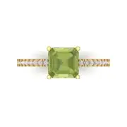 2.7Ct Cushion Cut Natural Peridot Solid Gold Engagement Promise Statement Ring