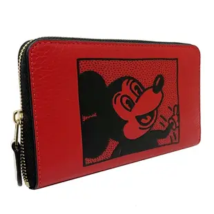 【COACH】COACH X DISNEY限量聯名款ㄇ型零錢袋中夾(米奇/紅)