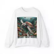 Unisex Sweatshirt Retro Save Sea Turtles Conservation Coral Reef Vintage Style