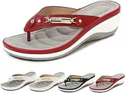 [HXZDEY] Women's Arch Support Soft Cushion Flip Flops Thong Sandals Slippers Beach Slipper, Platform Wedge Open Toe Sandals,Fashion Casual Flip Flops (Color : Red, Size : 41)
