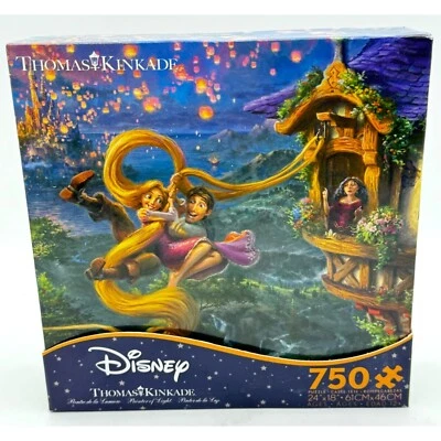 Disney Thomas Kinkade Tangled 750 Piece Jigsaw Puzzle W/ Bonus Poster Rapunzel