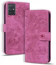YBFJCE Wallet Case for Samsung Galaxy A51 4G,Magnetic Folio PU Leather Case Wallet Flip Cover with Card Holder,Protective Phone Cover for Samsung Galaxy A51 4G,Rose Red
