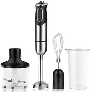 2-Speed Hand Blender 4-in-1 Immersion Blender Set Smart One-Button Control with 860Ml Food Grinder, Large 600Ml Beaker Low Noise BPA-Free 600W