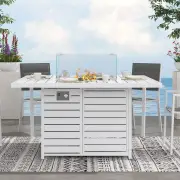 Square Gas Fire Pit Table for Outdoor Use - White