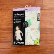 Bonds Baby Merry Christmas Tree Green Yellow Zip Wondersuit Romper Size 1 BNIP