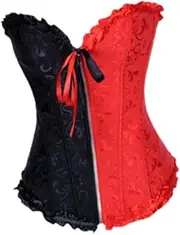 [Frediuo] Underbust Corset Modern Steampunk Waist Cincher for Sports Jeans Birthday Skirt, Black and Red, 4XL
