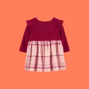 Carter's Girls Mixed Print Flannel Dress NWT Size 12m, 18m Red