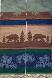 Pendleton Rare Jacquard Fabric Remnants 2 pieces 8”x24” Bear Wilderness
