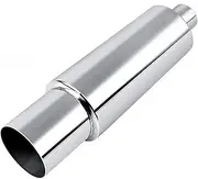 Auto Exhaust Muffler 2.5" Inlet 4" Outlet Stainless Steel Exhaust Tip Burnt Type Silencer Tail Pipe For Universal(Front Bumper D)