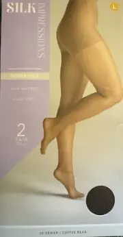 Silk Impressions Shimmer Sheer 20 Denier Coffee Bean 2-pack Pantyhose Large