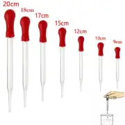 5Pcs Glass Pipette Droppers with Red Rubber Caps Dispensing Liquids 9cm-20cm