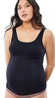 [Ingrid & Isabel] Basics Belly Support Cami, Maternity Seamless Tank Top, Black